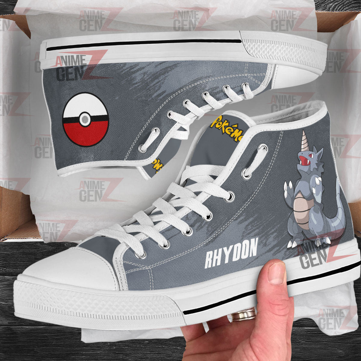 Pokemon Rhydon High Top Shoes Custom Anime Sneakers