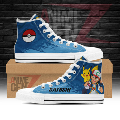 Pokemon Satoshi Pikachu High Top Shoes Custom Anime Sneakers