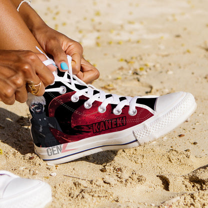 Tokyo Ghoul Ken Kaneki High Top Shoes Custom Anime Shoes