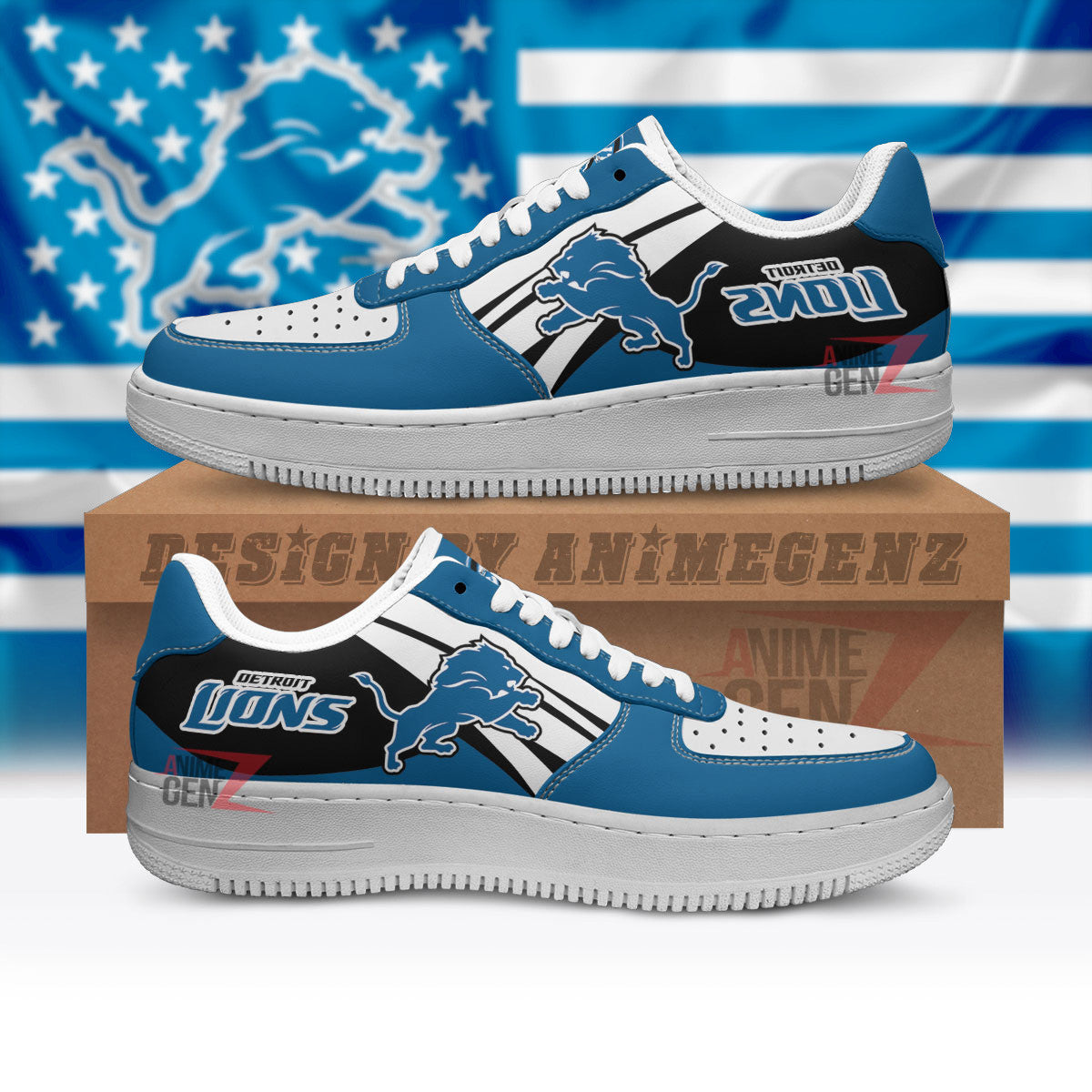 Detroit Lions Air Sneakers NFL Custom Sports Shoes