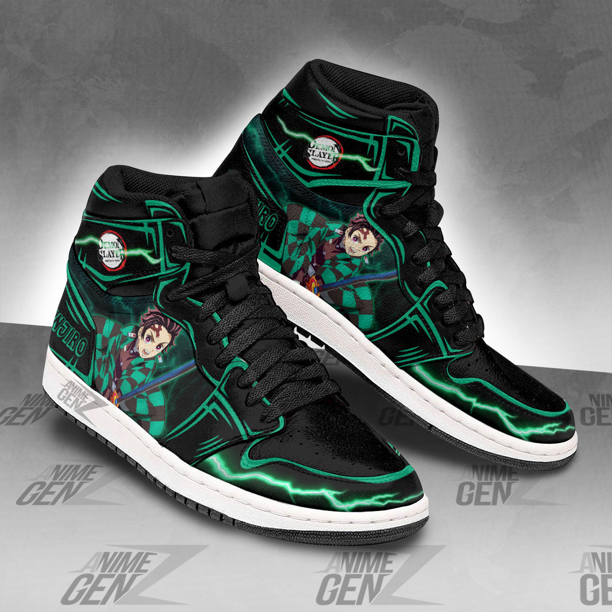Demon Slayer Kamado Tanjiro JD Sneakers Black Cool Style Custom Anime Shoes