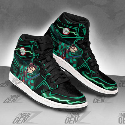 Demon Slayer Kamado Tanjiro JD Sneakers Black Cool Style Custom Anime Shoes