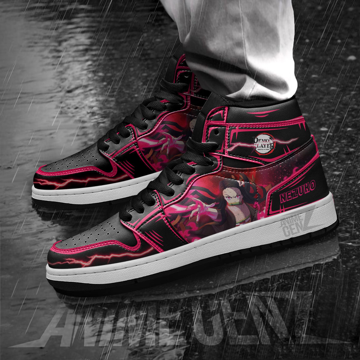 Demon Slayer Nezuko JD Sneakers Black Cool Style Custom Anime Shoes