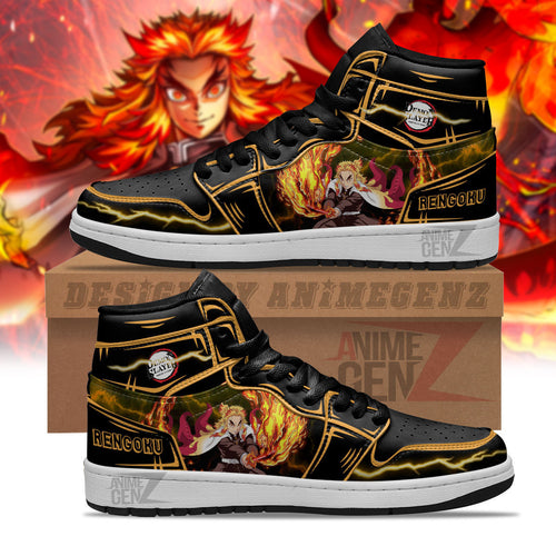 Demon Slayer Rengoku JD Sneakers Black Cool Style Custom Anime Shoes