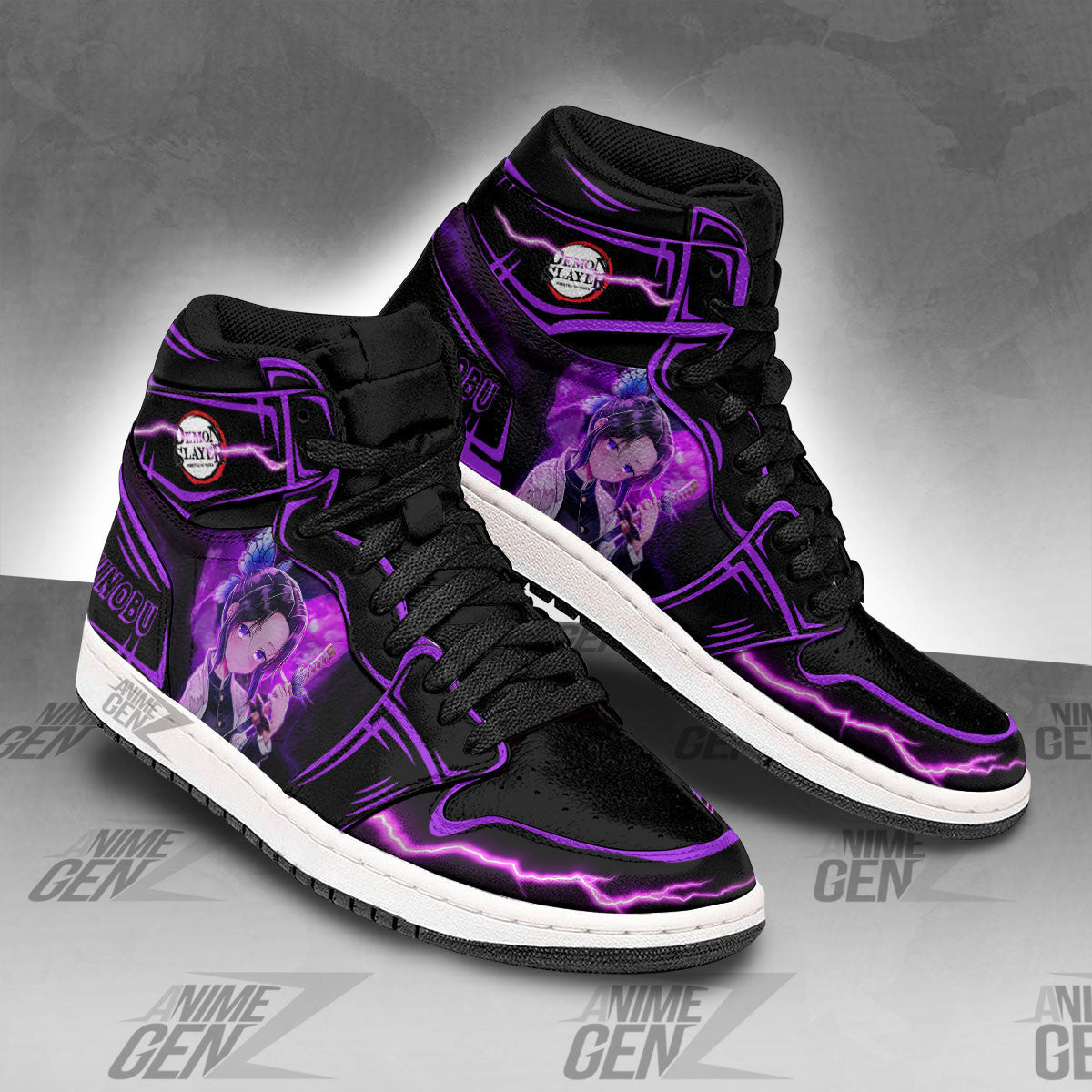Demon Slayer Shinobu JD Sneakers Black Cool Style Custom Anime Shoes