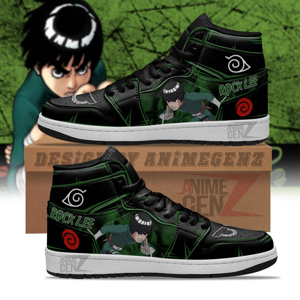 Naruto Rock Lee JD Sneakers Custom Anime Shoes