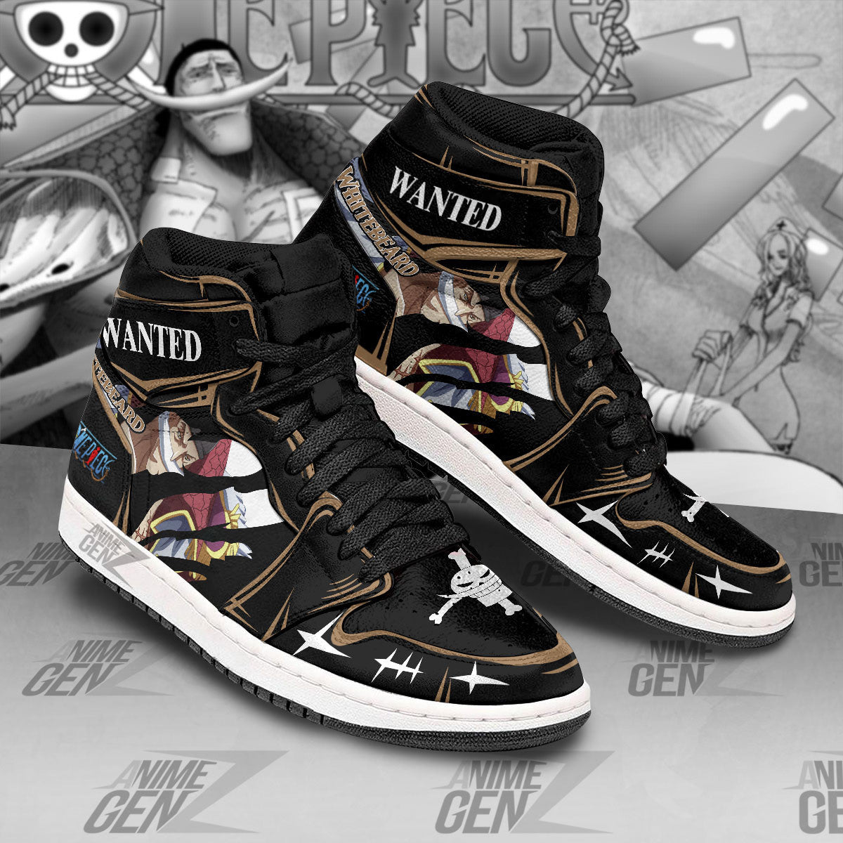 One Piece Edward Newgate Whitebeard JD Sneakers Custom Anime Shoes