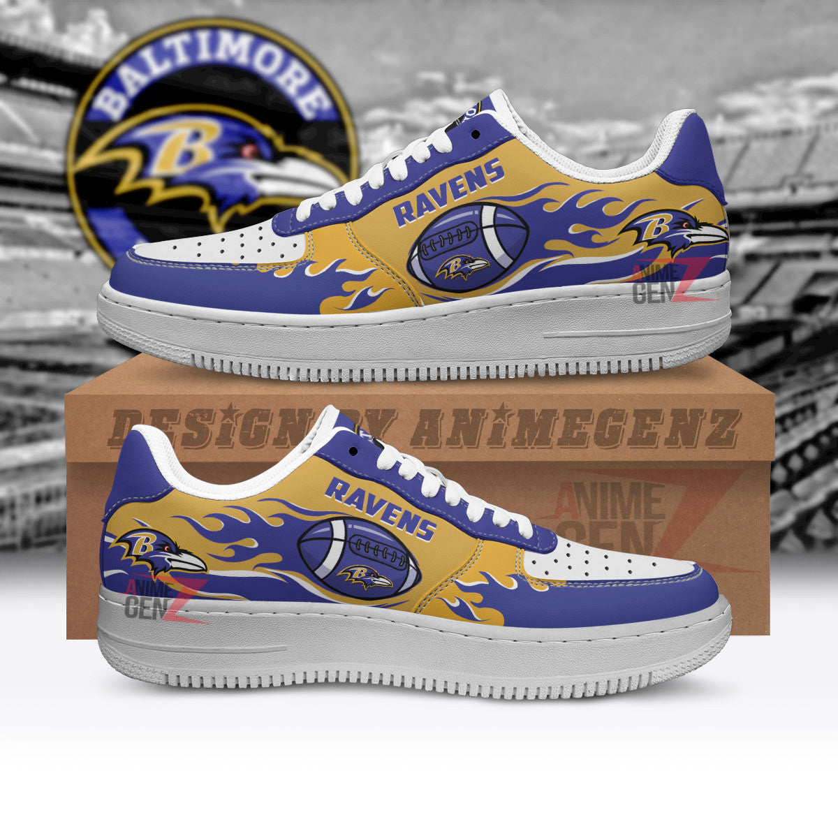 Baltimore Ravens Air Sneakers NFL Custom Sports Shoes