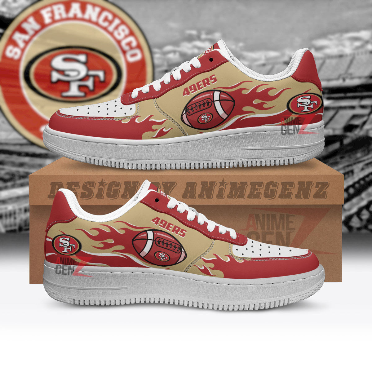 San Francisco 49ers Air Sneakers NFL Custom Sports Shoes