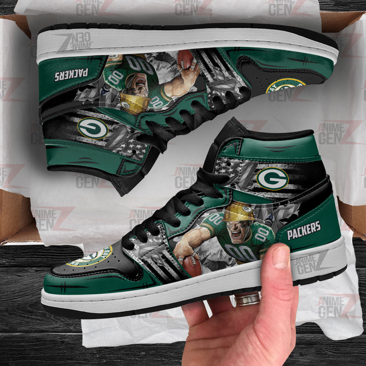 Green Bay Packers JD Sneakers NFL Custom Sports Shoes