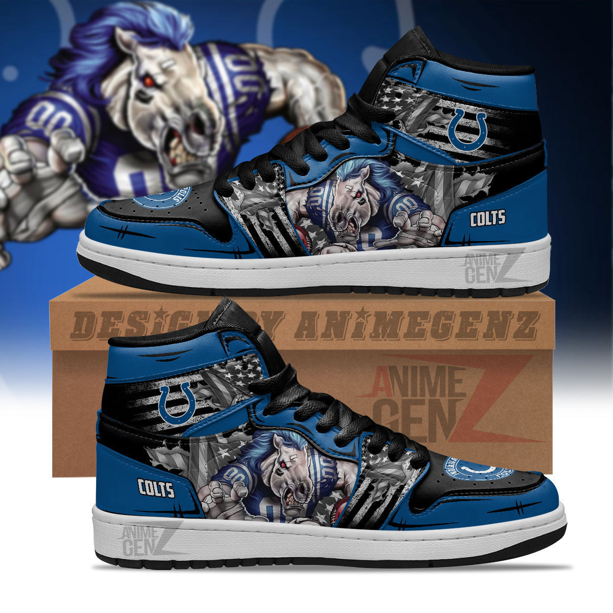 Indianapolis Colts JD Sneakers NFL Custom Sports Shoes