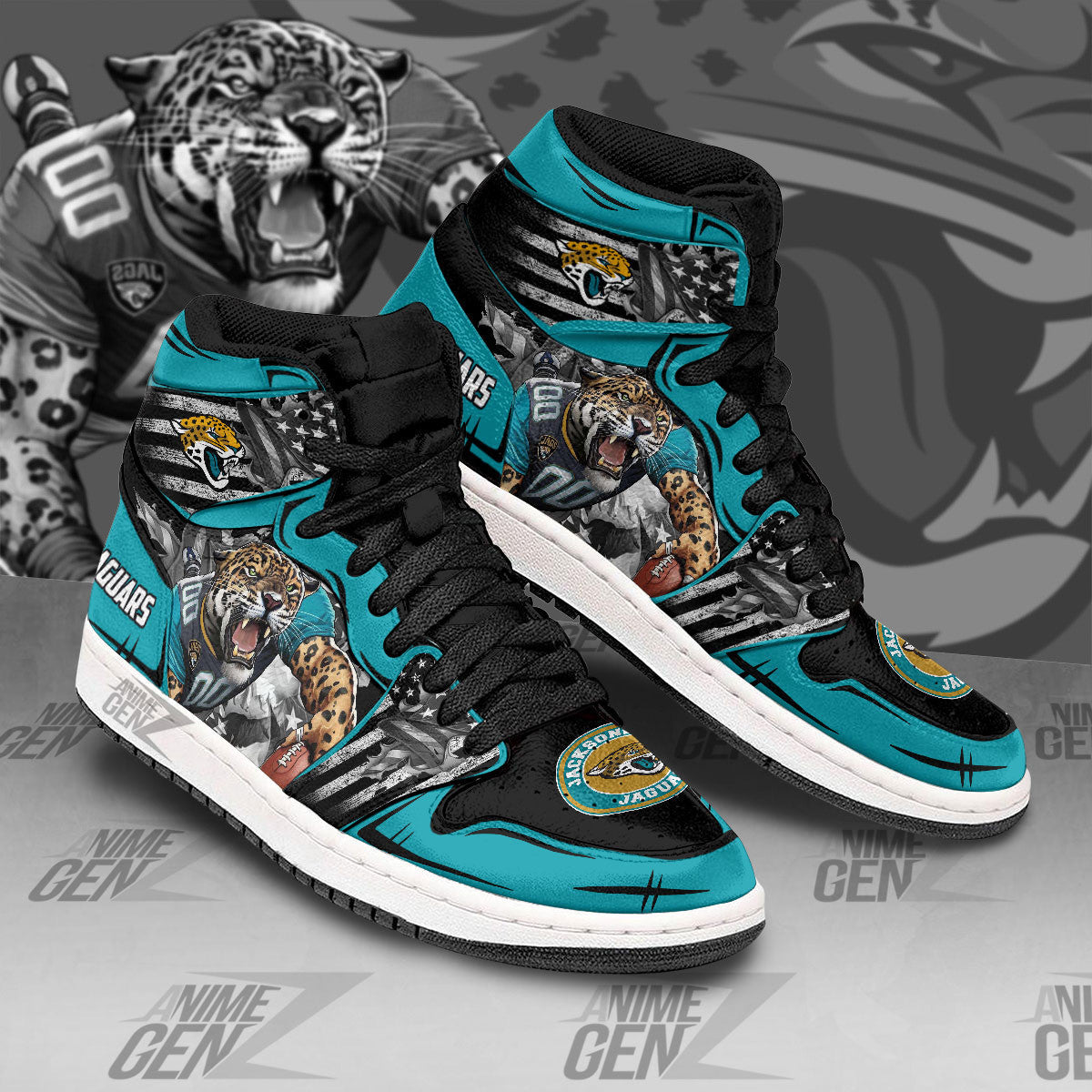Jacksonville Jaguars JD Sneakers NFL Custom Sports Shoes