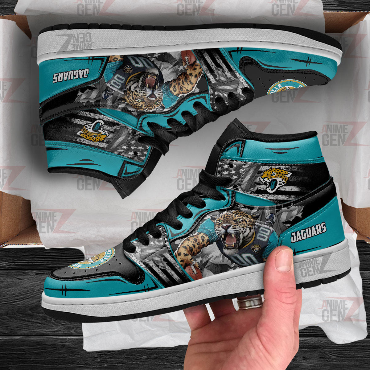 Jacksonville Jaguars JD Sneakers NFL Custom Sports Shoes