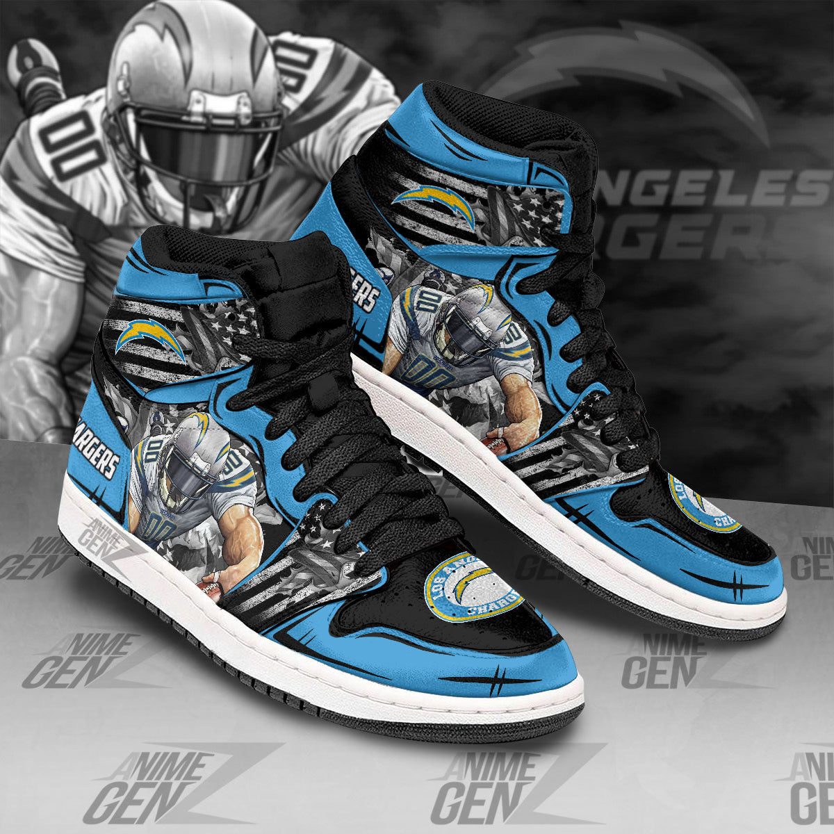 Los Angeles Chargers JD Sneakers NFL Custom Sports Shoes