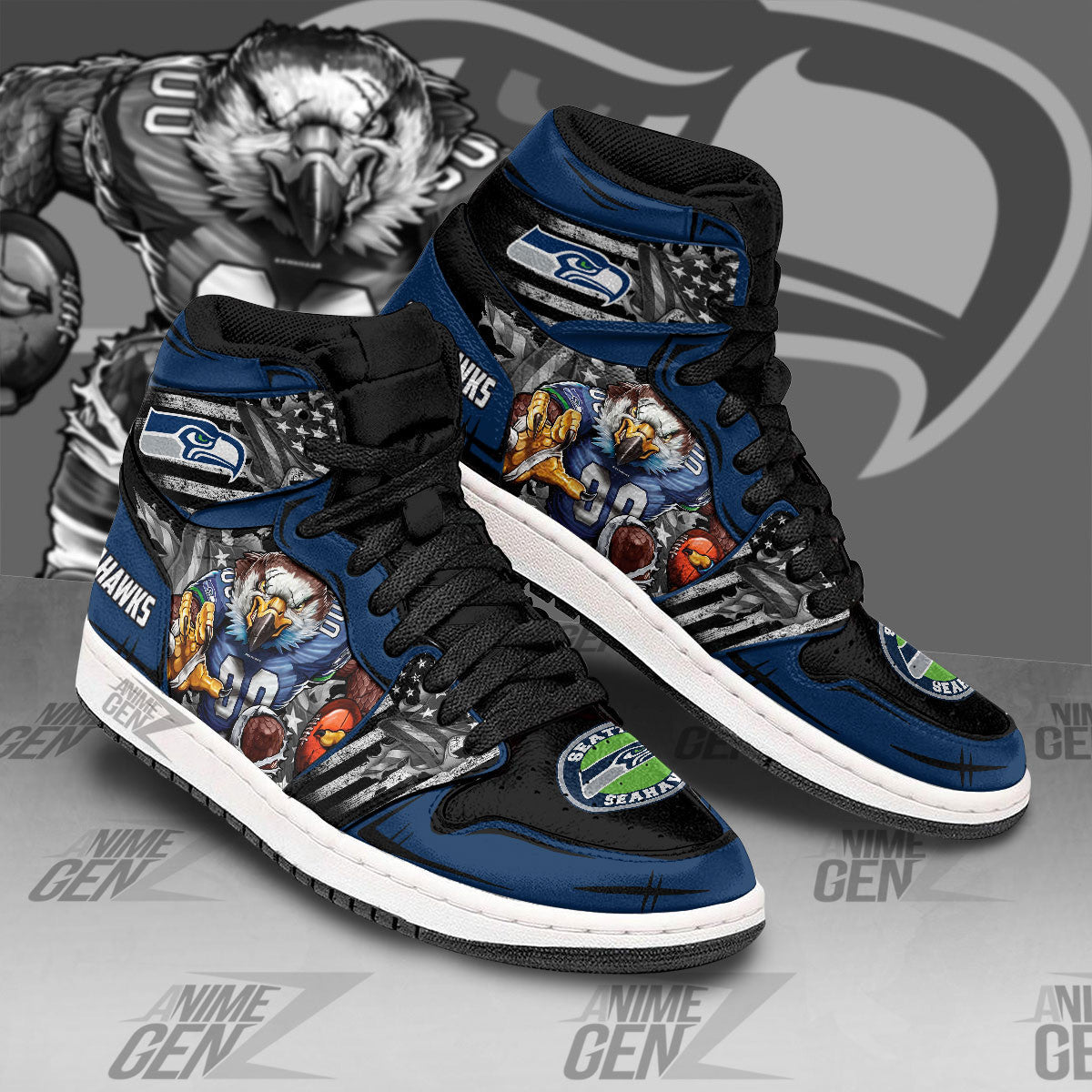 Seattle Seahawks JD Sneakers NFL Custom Sports Shoes