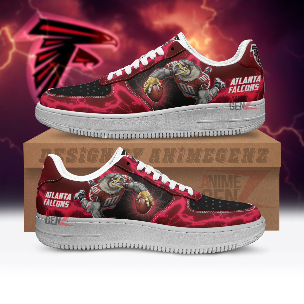 Atlanta Falcons Air Sneakers Mascot Thunder Style Custom NFL Sport Shoes