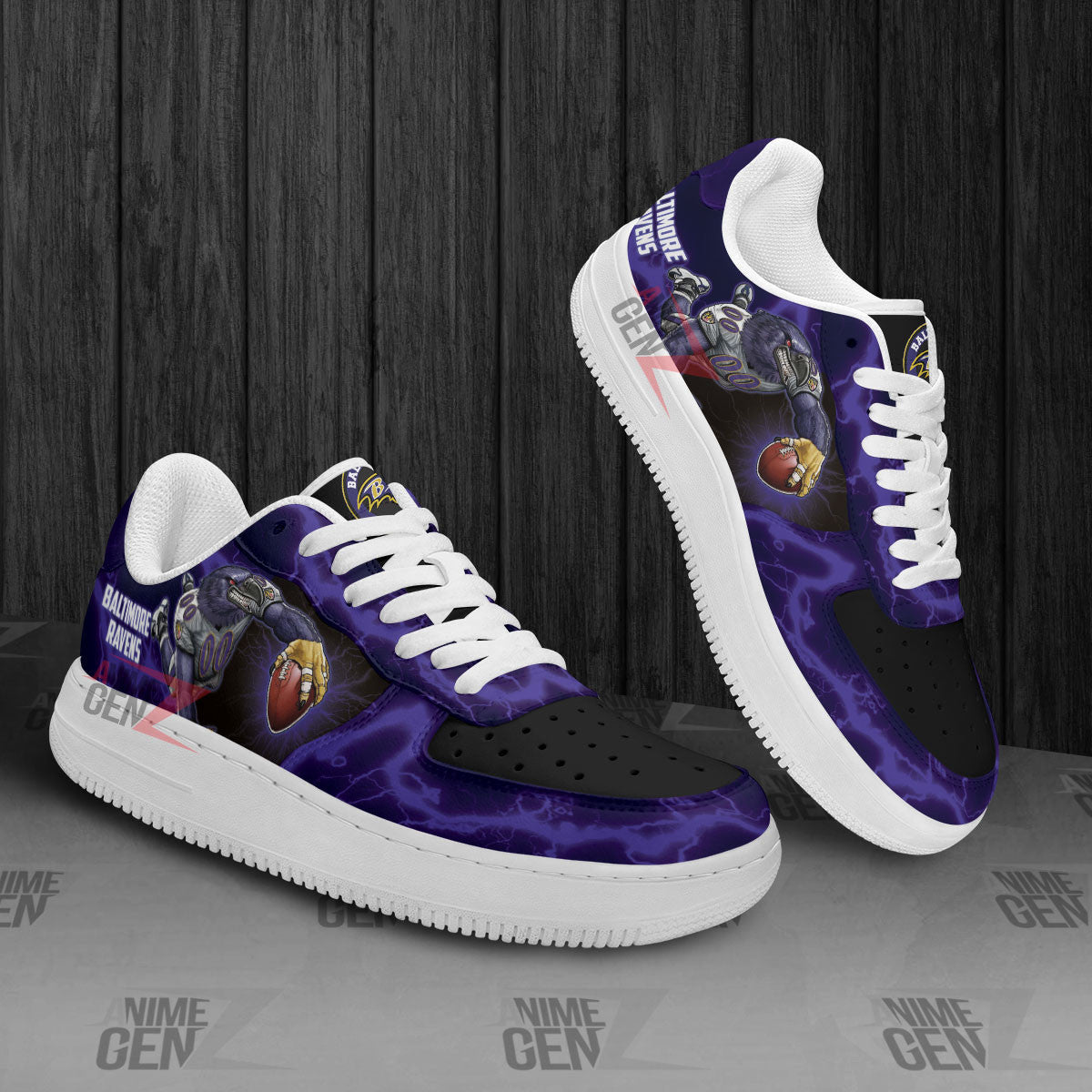 Baltimore Ravens Air Sneakers Mascot Thunder Style Custom NFL Sport Shoes
