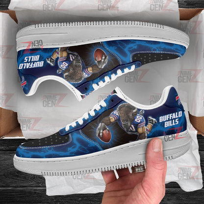 Buffalo Bills Air Sneakers Mascot Thunder Style Custom NFL Sport Shoes