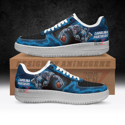 Carolina Panthers Air Sneakers Mascot Thunder Style Custom NFL Sport Shoes
