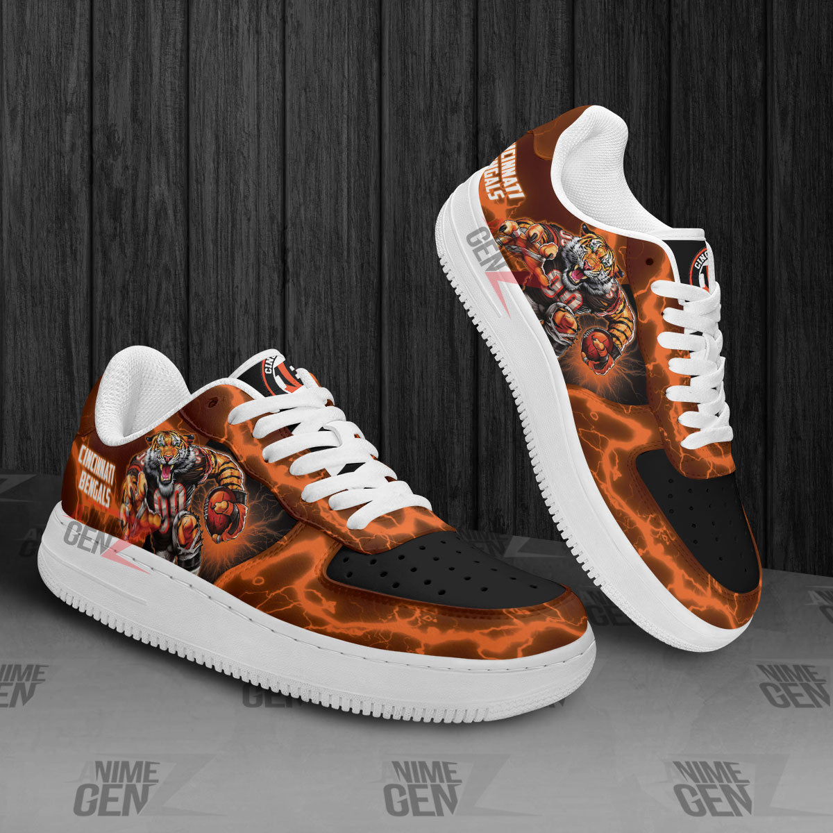 Cincinnati Bengals Air Sneakers Mascot Thunder Style Custom NFL Sport Shoes