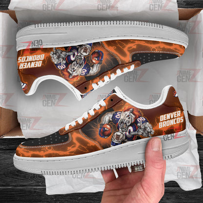 Denver Broncos Air Sneakers Mascot Thunder Style Custom NFL Sport Shoes