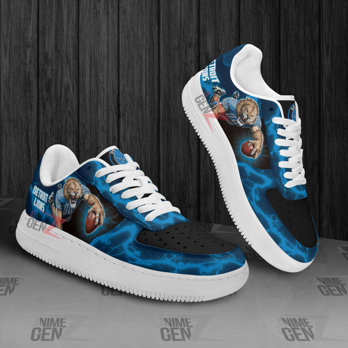 Detroit Lions Air Sneakers Mascot Thunder Style Custom NFL Sport Shoes