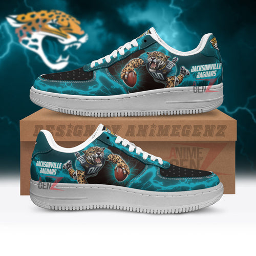 Jacksonville Jaguars Air Sneakers Mascot Thunder Style Custom NFL Sport Shoes