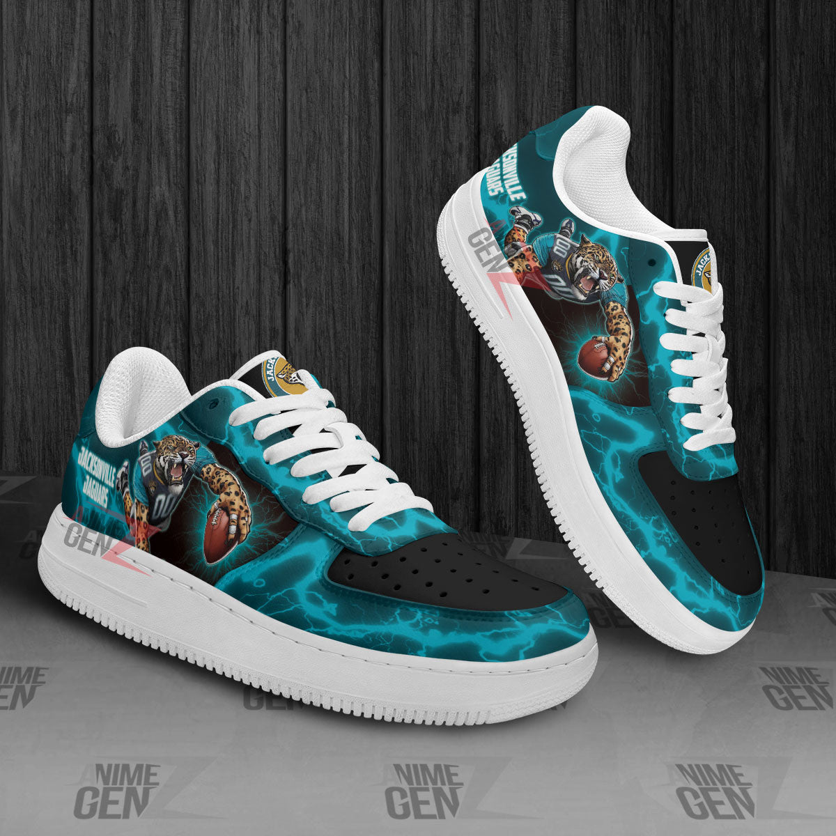 Jacksonville Jaguars Air Sneakers Mascot Thunder Style Custom NFL Sport Shoes