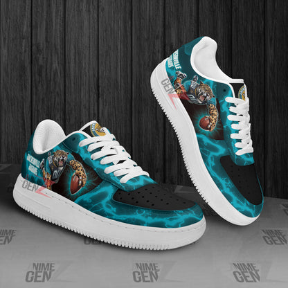 Jacksonville Jaguars Air Sneakers Mascot Thunder Style Custom NFL Sport Shoes