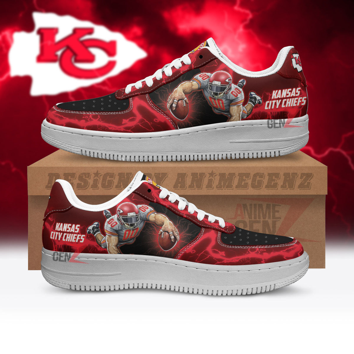 Kansas City Chiefs Air Sneakers Mascot Thunder Style Custom NFL Sport Shoes