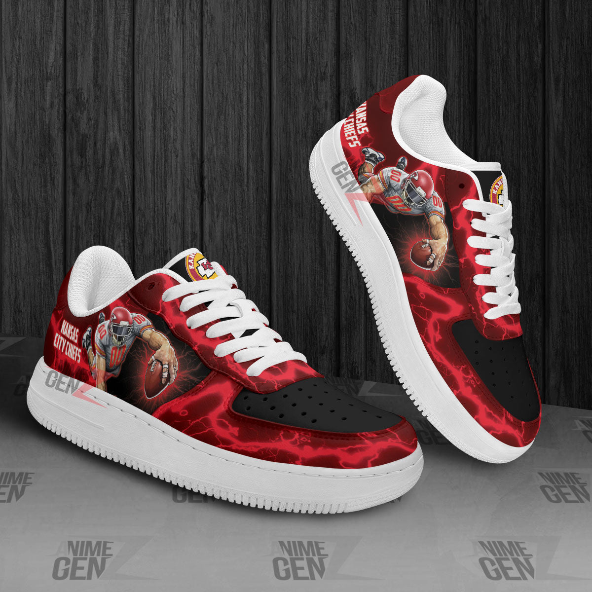 Kansas City Chiefs Air Sneakers Mascot Thunder Style Custom NFL Sport Shoes