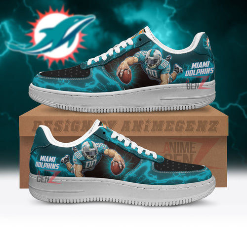 Miami Dolphins Air Sneakers Mascot Thunder Style Custom NFL Sport Shoes