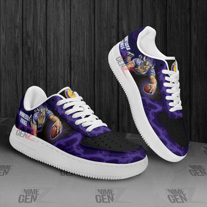 Minnesota Vikings Air Sneakers Mascot Thunder Style Custom NFL Sport Shoes