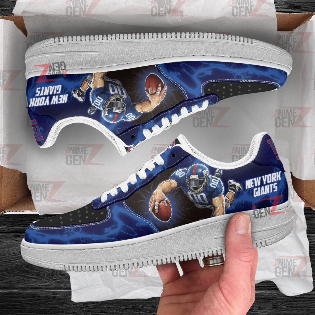 New York Giants Air Sneakers Mascot Thunder Style Custom NFL Sport Shoes