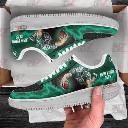 New York Jets Air Sneakers Mascot Thunder Style Custom NFL Sport Shoes