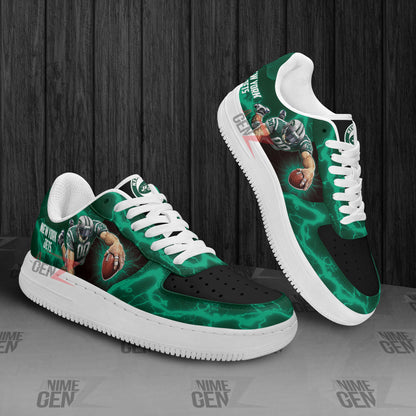 New York Jets Air Sneakers Mascot Thunder Style Custom NFL Sport Shoes