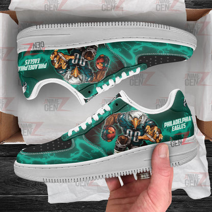 Philadelphia Eagles Air Sneakers Mascot Thunder Style Custom NFL Sport Shoes
