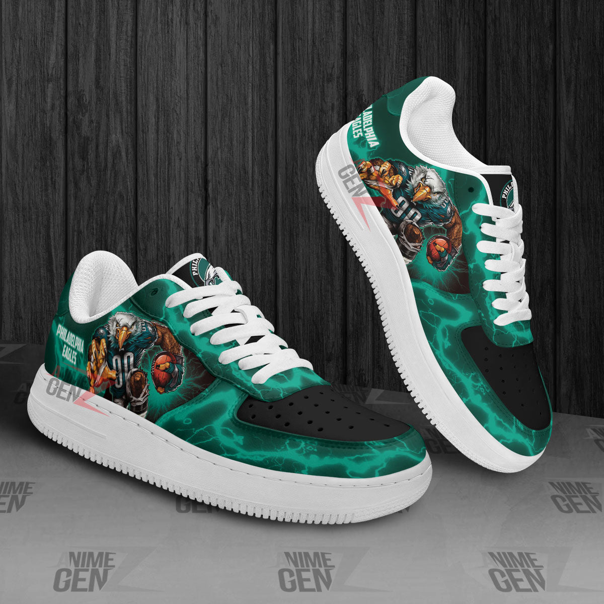 Philadelphia Eagles Air Sneakers Mascot Thunder Style Custom NFL Sport Shoes