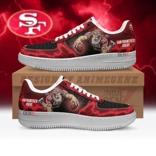 San Francisco 49ers Air Sneakers Mascot Thunder Style Custom NFL Sport Shoes