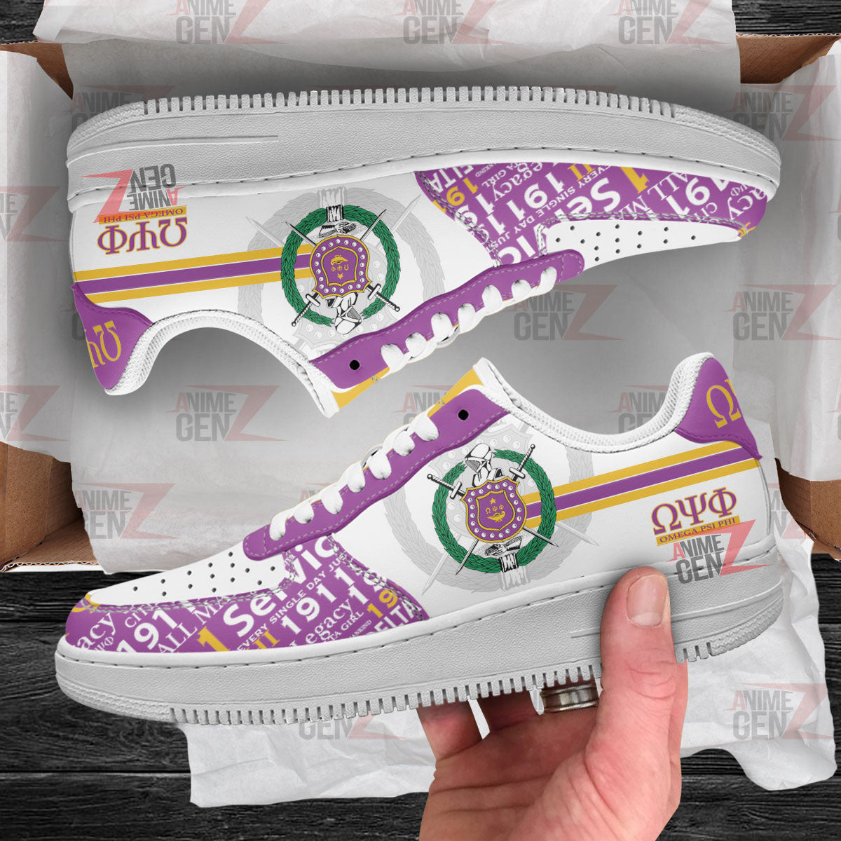 Omega Psi Phi Fraternities Air Force Sneakers Custom Shoes