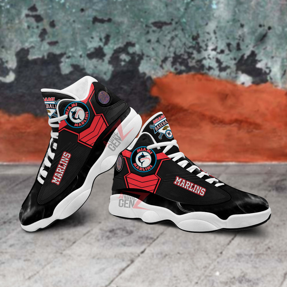 Miami Marlins Air Jordan 13 Sneakers MLB Baseball Custom Sports Shoes