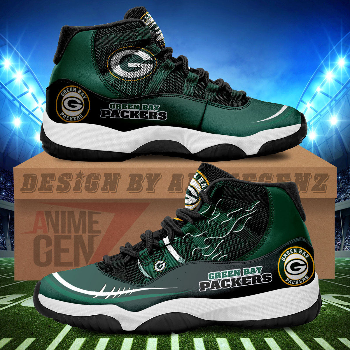 Green Bay Packers Air Jordan 11 Sneakers NFL Custom Sport Shoes