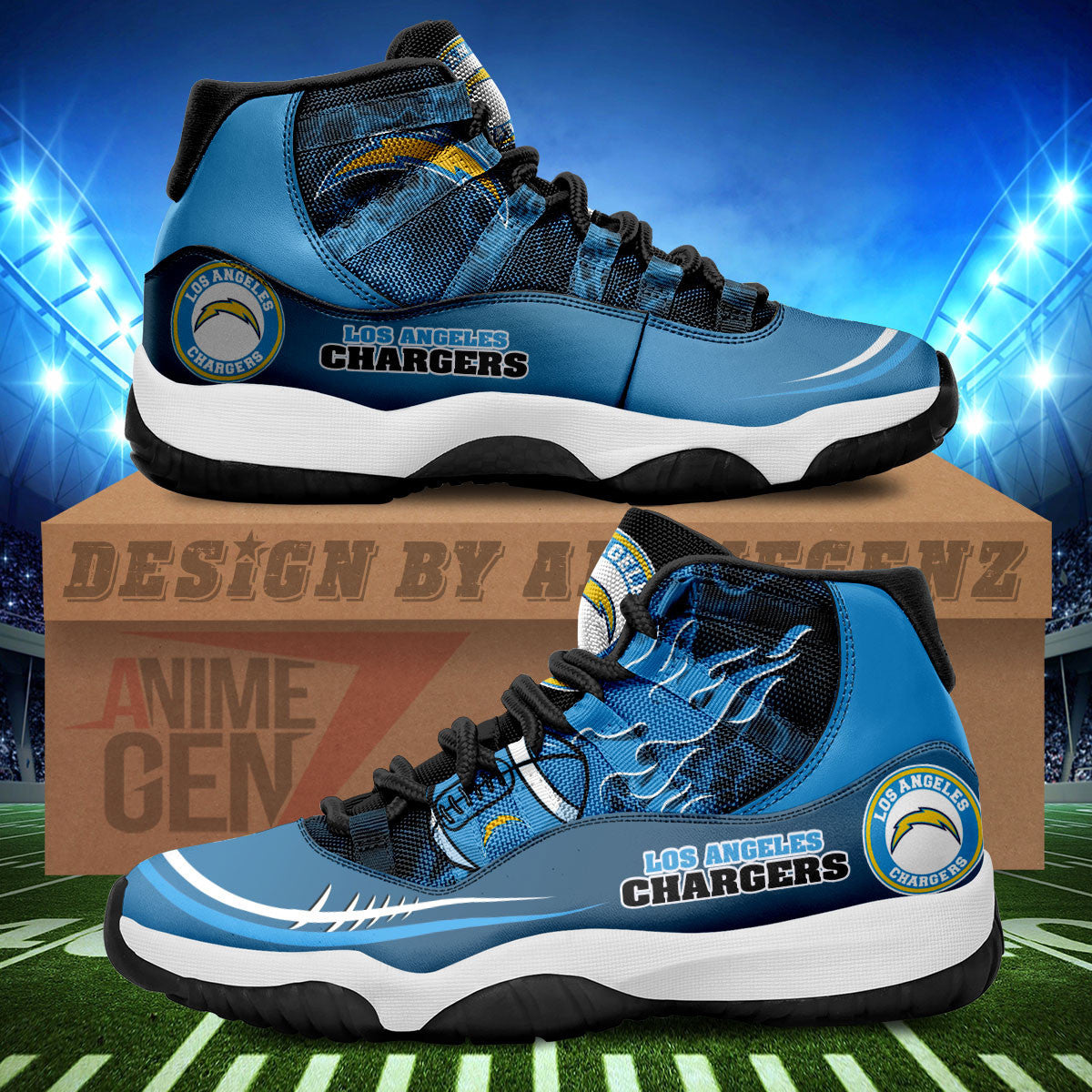 Los Angeles Chargers Air Jordan 11 Sneakers NFL Custom Sport Shoes