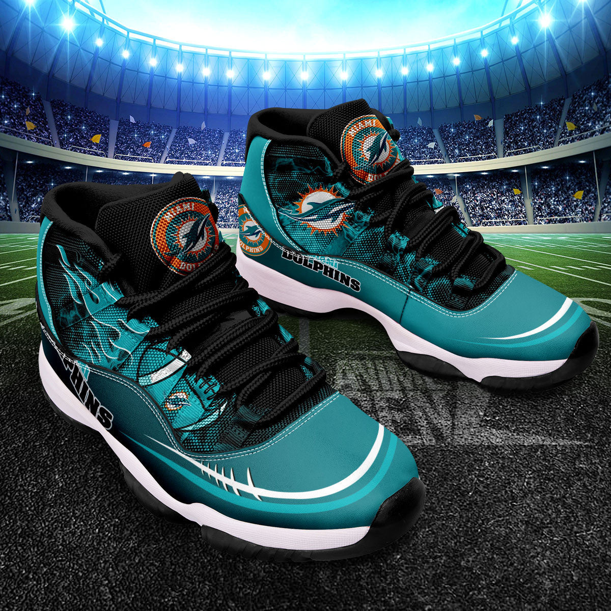 Miami Dolphins Air Jordan 11 Sneakers NFL Custom Sport Shoes