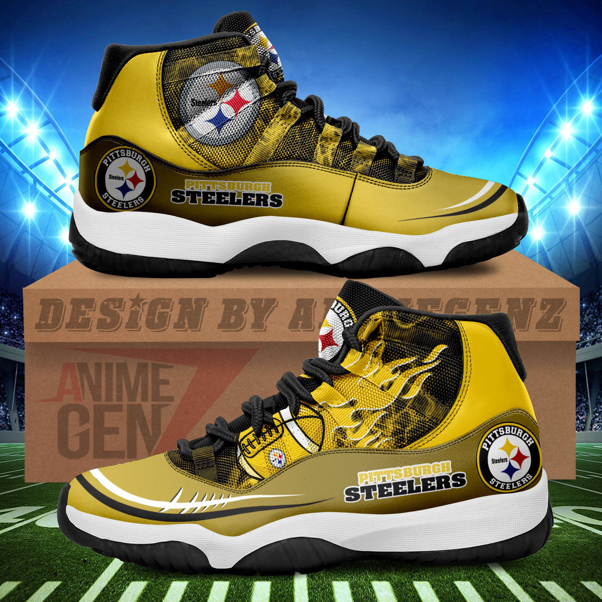 Pittsburgh Steelers Air JD11 Sneakers NFL Custom Sport Shoes