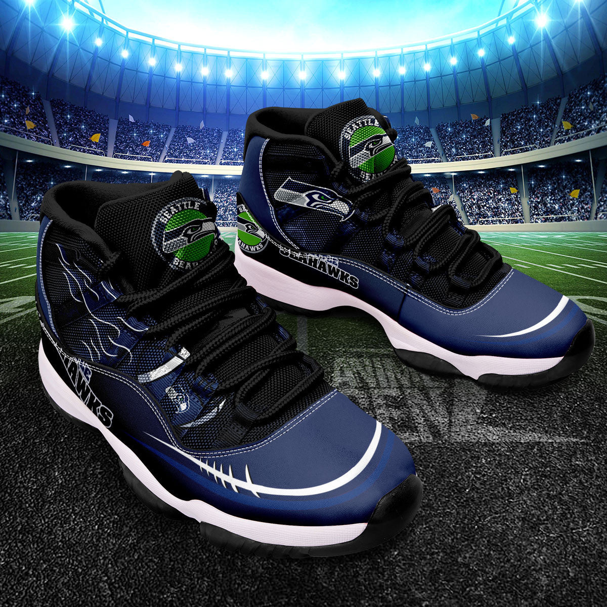 Seattle Seahawks Air Jordan 11 Sneakers NFL Custom Sport Shoes