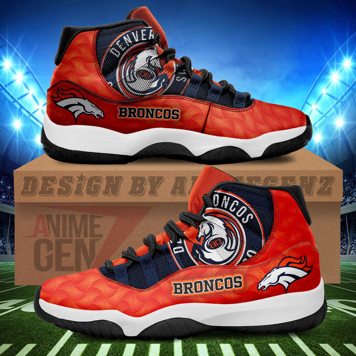 Denver Broncos Air Jordan 11 Sneakers NFL Custom Sport Shoes