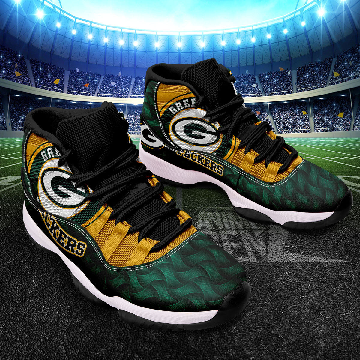 Green Bay Packers Air Jordan 11 Sneakers NFL Custom Sport Shoes