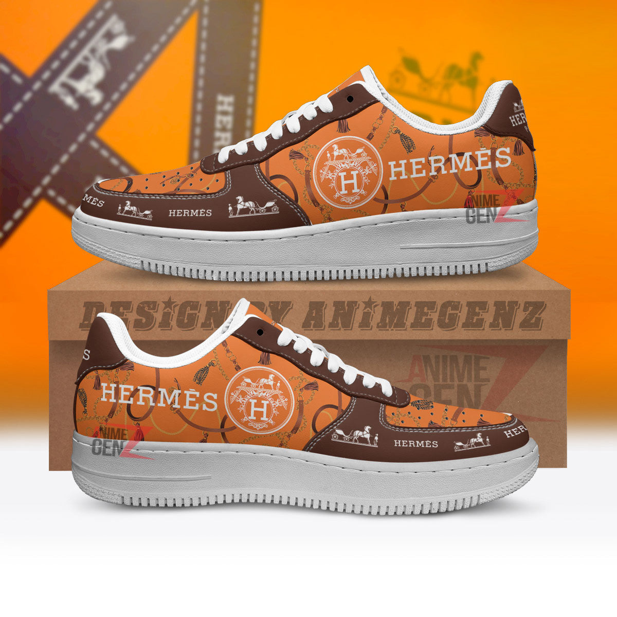 Hermes Air Force Sneakers Custom Fashion Brand Shoes