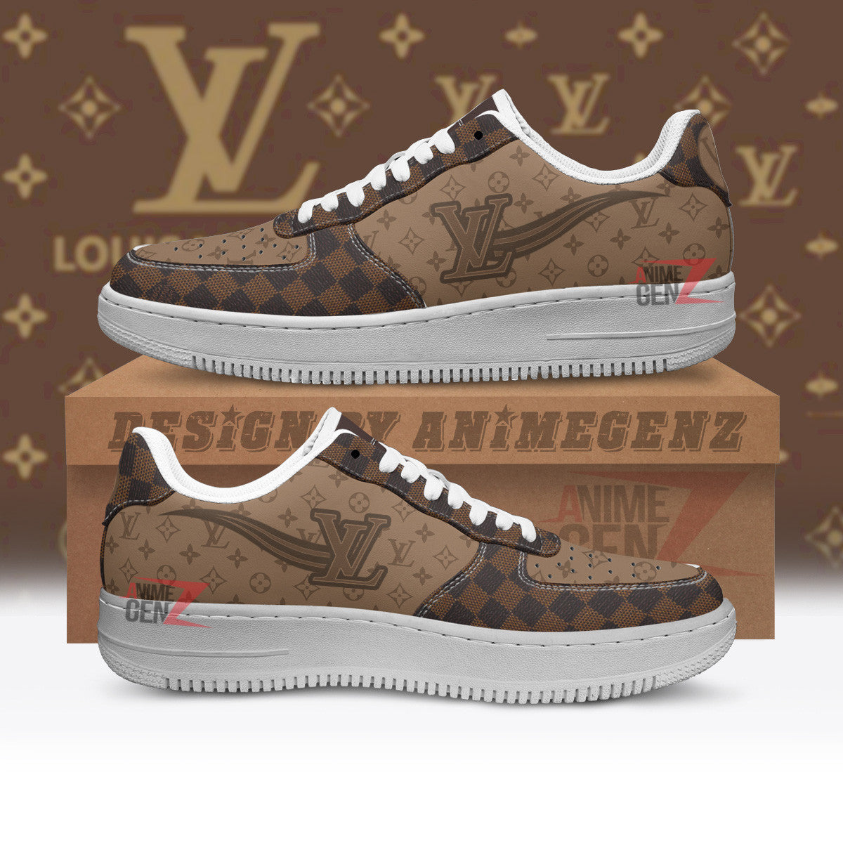 Louis Vuitton Air Force Sneakers Custom Fashion Brand Shoes
